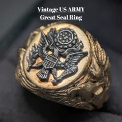 USA 陸軍 グレートシール 1/2010K GF × STERLING ヴィンテージ ミリタリーリング 約15g US ARMY