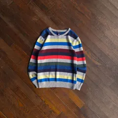 00s “Gap Kids” Mulch Color Stripe Knit Sweater / Casual Street Style China Made Cotton 160 メンズS ウィメンズL相当