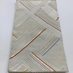 ［6053］袋帯 網代文様 銀彩 シルバー 六通 正絹 着物 フォーマル