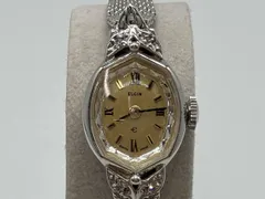 【ヴィンテージ】ELGIN エルジン カットガラス 稼動品 手巻き アナログ シルバー 銀 腕時計