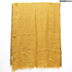 HERMES ストール マルジェラ期 Hドット シルク 黄土色 イエロー リバーシブル ヴィンテージ エルメス ◆送料込◆質屋-11471