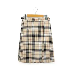 BURBERRY　LONDON　バーバリーロンドン　FXA04-073　ウール　プリーツラップスカート　巻きスカート　キルトスカート　ひざ丈　サイズ40　ノバチェック柄　ベージュ