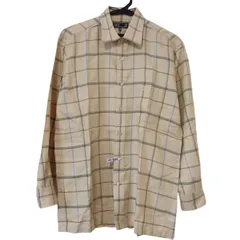 RE261【美品】DAKS ダックス　長袖チェックシャツ　格子柄　ベージュ　メンズ　Mサイズ　クリーニング済み