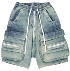 AF ARTEFACT 에이프 아티팩트 25SS 일본제 LOWCROTCH MILITARY WIDE SHORTS / FADED DENIM 사르엘 데님 와이드 쇼츠 2 Blue 쇼트 팬츠 보텀스 g24307