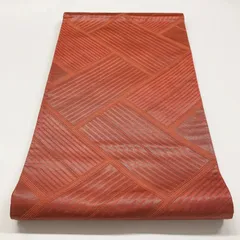 ［6067］袋帯 網代文様 六通 正絹 着物 フォーマル 赤