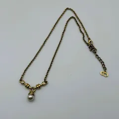 【中古品】 Dior（ディオール）パール付き ゴールドトーン ネックレス 【TK_053】