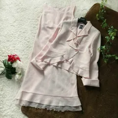 アーティクルアンコニュ　ツイードワンピーススーツ　フォーマルスーツ　ラメ　ピンク　フリル　Mサイズ　ARTICLE inconnu