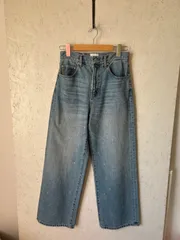 【未使用品】ungrid アングリッド　 ワイドジーンズ/デニム  size25  コットン綿100%  スタッツ付き　定価¥22,000　匿名配送