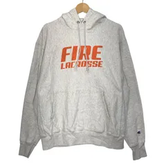 ヴィンテージ Champion REVRSE WEAVE/チャンピオンリバースウィーブ パーカー フーディー プルオーバー フロントプリント ワンポイント刺繡 オーバーサイズ ビッグシルエット HONDURAS製 メンズ L ホワイトグレー