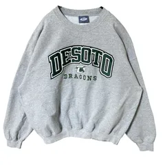 カレッジロゴ ワッペン チームロゴ デソトドラゴンズ ネフ 2XL トレーナー グレー オーバーサイズ 極太アーム スウェット レディース ユニセックス メンズ 古着 長袖