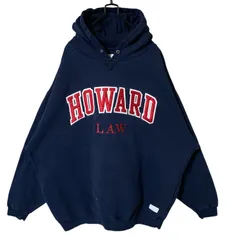 パーカー ネイビー 紺 2XL カレッジロゴ ハワード大学 オーバーサイズ 極太アーム ワッペン フーディ スウェット レディース ユニセックス メンズ 古着 長袖