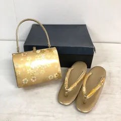 【訳ありお買得】草履 バッグ セット Lサイズ [24cm] 金彩 桜柄 豪華 和装小物 結婚式 振袖 訪問着 卒業式