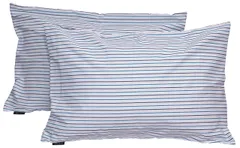 43×63cm ファスナー式 ボーダー柄 ピローケース まくらカバー ブルー 綿100% 日本製 【同色2枚組】 PALMS CAMEL