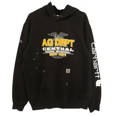 Carhartt/カーハート カレッジプリント パーカー フーディー プルオーバー フロント袖プリント HONDURAS製 メンズ Mブラウン