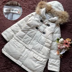 美品　pom ponette junior  ポンポネットジュニア　リアルファー付きダウンダッフルコート　マルチウェイ　フードファー着脱可能　丈調整可能　ラクーンファー　M キッズ　女の子