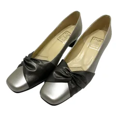 【新品未使用】クラブデサキ (23.5) パンプス スクエアトゥ ヒール コンフォートシューズ リボン 本革 レザー 希少デザイン