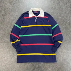 オーストラリア製 90s Vintage Canterbury of New Zealand L/S Rugby Shirt Multicolore カンタベリー 長袖 ラガーシャツ ロゴ刺繍 ボーダー マルチカラー ヴィンテージ 42