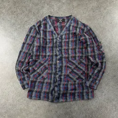 サンプル品 日本製 CABANE de ZUCCa Design Cardigan Plaid Multicolore カバンドズッカ ズッカ カーディガン セーター Vネック チェック柄 マルチカラー シェルボタン メンズのサムネイル