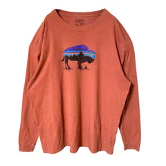 ロンT 長袖 プリント アウトドア パタゴニア 2XL オーバーサイズ オレンジ系 メンズ レディース ユニセックス 古着