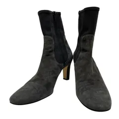 【美品】オデットエオディール (24.5) ショートブーツ サイドジップ ヒール スウェード 切り返し 希少デザイン