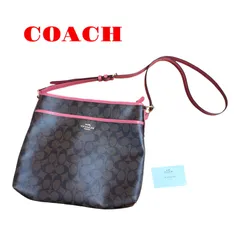 コーチ　ショルダーバッグ　58297 シグネチャー　ブラウン　ピンク　コーティングキャンバス