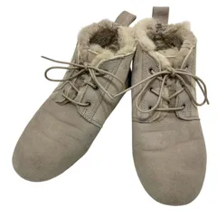 【美品】UGG アグ (22) ショートブーツ ムートン ボア スニーカー 運動靴 スウェード 本革 レザー 希少デザイン