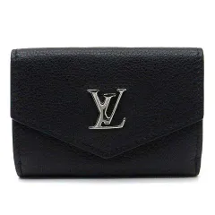 ルイヴィトン LOUIS VUITTON ポルトフォイユ ロックミニ 三つ折り 財布 コンパクト ウォレット レザー M63921 ノワール ブラック 黒 RFID