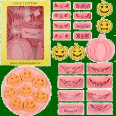 【新着商品】クッキー型 パンプキン クッキー型 ハロウィン クッキー型 ハロウィンかぼちゃ クッキー型 18点セット 目形8種類+口形8種類 64 のルックスを組み合わせる クッキー型 ハロウィン 製菓用品 キッチン プレスタイプ キッチン お弁当 製菓 DI