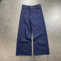 ZARA Wide Denim Jeans ザラ ワイド デニムパンツ ジーンズ ジーパン フリンジ ストレッチ ポケット インディゴ レディース