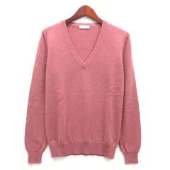ブルネロクチネリ BRUNELLO CUCINELLI カシミヤ100％ ニット モニーレ 装飾 Vネック セーター 長袖 ピンク XS