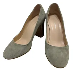 【美品】ファビオルスコーニ (23) パンプス ラウンドトゥ チャンキーヒール スウェード 本革 レザー 希少デザイン