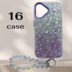 新品　iPhone16 ケース　グラデーションカラーパープルグリッター風フレームケース　ソフトリキッドシリコン保護ケース　ストラップ付き　　ラメ風大人可愛い