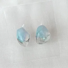 キラキラ ブルー クリア ピアス ステンレス さわやか シンプル 涼しげ  【512】