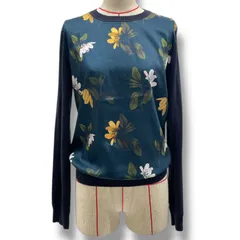 TED BAKER テッドベイカー 切替ニット セーター 長袖 花柄 トップス フラワー 紺色 ネイビー 緑 グリーン XSサイズ レディース 通年 ゴーゴー古着久喜倉庫店 4 No.溝256のサムネイル