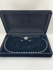 あこや真珠　黒　 染めパール 　ピアス　WG K14 　留め具シルバー刻印 冠婚葬祭　ネックレス　ピアス　セット