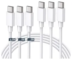 iphone17.16用type-c 充電器ケーブル100w 0.5m/1m/2m 3本セット　ホワイト