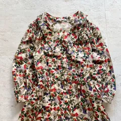 昭和レトロ ヴィンテージ 花柄ワンピース 長袖 フレア ロング丈 大きな襟 J2