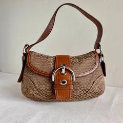 Vintage Coach Mini Soho Flap Shoulder Bag Tan Brown Leather Canvas y2k