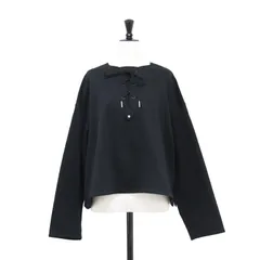 THE RERACS ザ リラクス Edition ブラウス ブラック 黒 サイズ:FREE | 23春夏 レースアップ ブラウス | MARIN BLOUSE | プルオーバー ショート丈 長袖 コットン | 日本製【レディース】【中古】のサムネイル