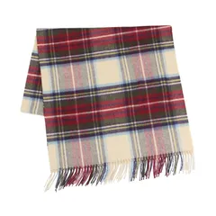 Johnstons of Elgin ジョンストンズ オブ エルガン ストール ベージュ系 | カシミヤ チェック柄 ストール / マフラー ショール | 大判 フリンジ タータンチェック | スコットランド製 | ブランド【レディース】【中古】