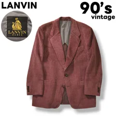 90s ヴィンテージ ランバン LANVIN 太畝 コーデュロイ 2B くるみ ボタン シングル テーラード ジャケット 背抜き ノッチドラペル ノーベント R48-45 ボルドー メンズ