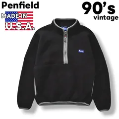 【美品】 90s ヴィンテージ USA製 ペンフィールド Penfield ポーラテック POLARTEC ハーフジップ フリース ジャケット M ブラック プルオーバー ジャンパー アウトドア カジュアル ウェア メンズ