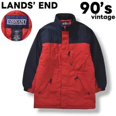 【希少】 90sヴィンテージ ランズエンド LANDS' END ナイロン ジャケット マウンテン アウター MicroLoft マイクロロフト 中綿 M レッドxネイビー メンズのサムネイル