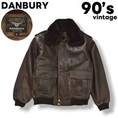 【本革】 90s ヴィンテージ ダンバリー DANBURY G-1 TYPE レザー ジャケット 牛革 ボア ライナー 付属 ジャンパー ブルゾン M ブラウン A-2 ミリタリー ウェア メンズ