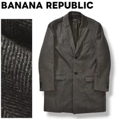 バナナリパブリック BANANA REPUBLIC チェスター コート ノッチドラペル センターベント 総裏地 XL ヘリンボーン柄 グレー アメリカン カジュアル メンズ