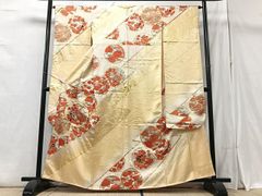 平和屋着物○長襦袢 袷 市松舞桜 半衿刺繍 正絹 逸品 AAAU8086zg