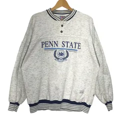 80~90's/80~90年代ヴィンテージ SPORTSWEAR カレッジ USA製 ペンシルベニア州立大学 ハーフボタン トレーナー フロントプリント オーバーサイズ ビッグシルエット USA製 メンズ XL ホワイトグレー