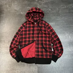OLD UNIQLO Double Zip Hoodie Checkered Red/Black Tag S Mens オールドユニクロ ダブルジップパーカー メンズ S チェック レッド/ブラック