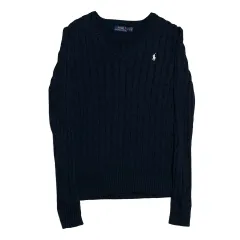 S POLO RALPH LAUREN (ポロラルフローレン) レディース Vネック ケーブルニット ネイビー