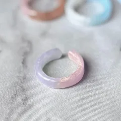 パープル ピンクゴールド ツートンカラー イヤーカフ シンプル 丸【524】